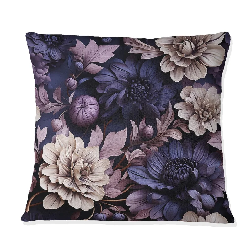 Designart "Shadowed Blossoms Moody Patterns III" Floral Printed Throw Pillow