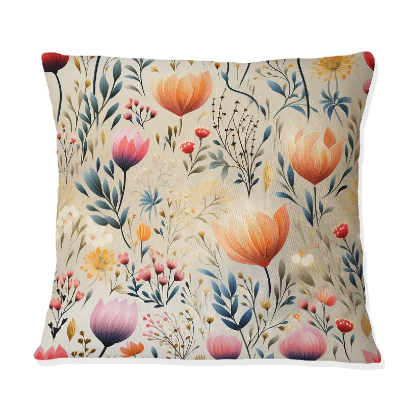 Designart "Simplicity In Scandinavian Flowers I" Plants Printed Throw Pillow