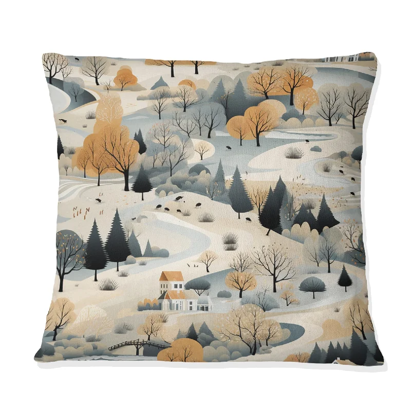 Designart "Summer Scandinavian Landscape IV" Floral Printed Throw Pillow