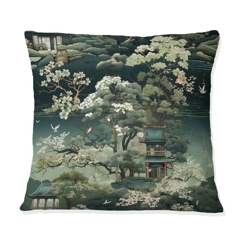 Designart "Tea House Elegance I" Japanese Printed Throw Pillow