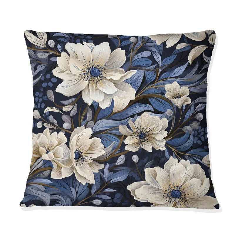 Designart "Twilight Whispers Moody Patterns" Floral Printed Throw Pillow