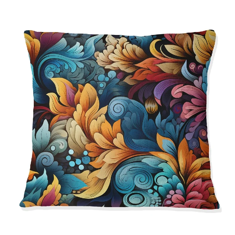 Designart "Vibrant Fusion Paisley Pattern I" Paisley Printed Throw Pillow