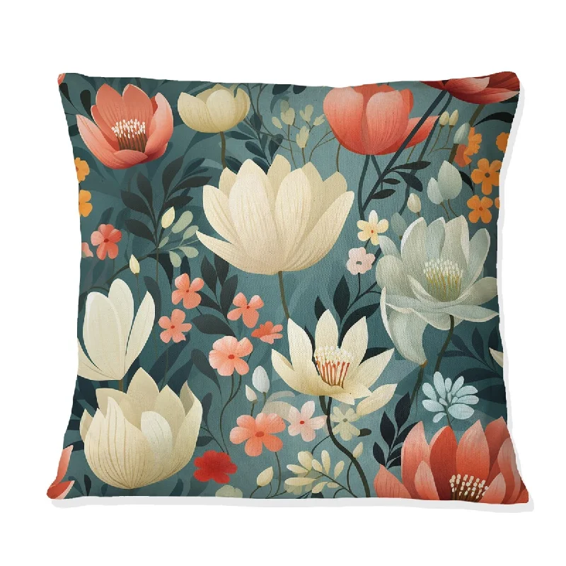 Designart "Vibrant Weave Ikat Blooms I" Floral Printed Throw Pillow