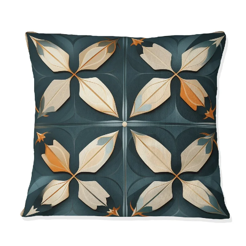 Designart "Victorian Elegance Blue Title" Geometric Printed Throw Pillow