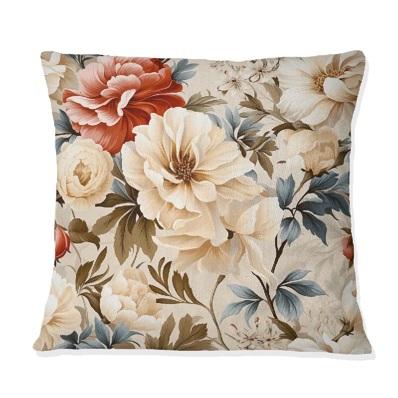 Designart "Vintage Florals IV" Plants Printed Throw Pillow