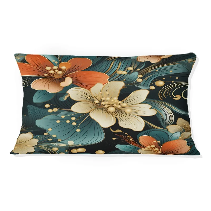 Designart "Vintage Glamour Sophisticated Flowers" Glam Printed Throw Pillow