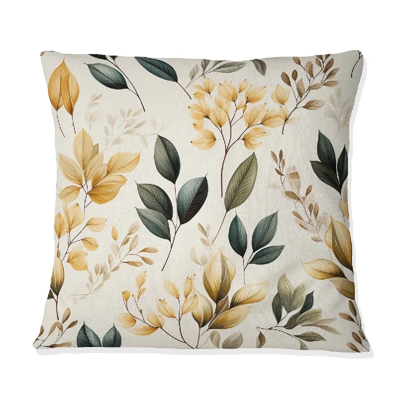 Designart "Vintage Leaves" Plants Printed Throw Pillow