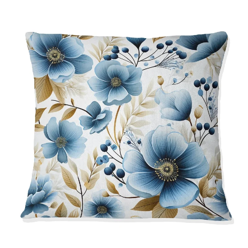 Designart "Watercolor Whimsy Blue Floral Melody V" Floral Printed Throw Pillow