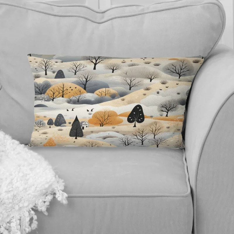 Designart "Winter Scandinavian Landscape II" Floral Printed Throw Pillow