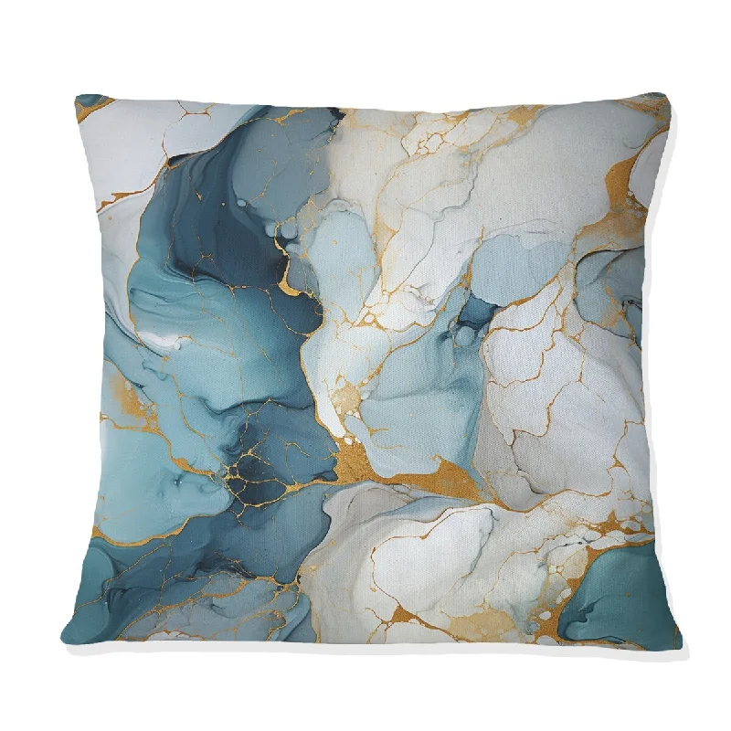 Designart "Zen Blue And White Marble " Marble Printed Throw Pillow