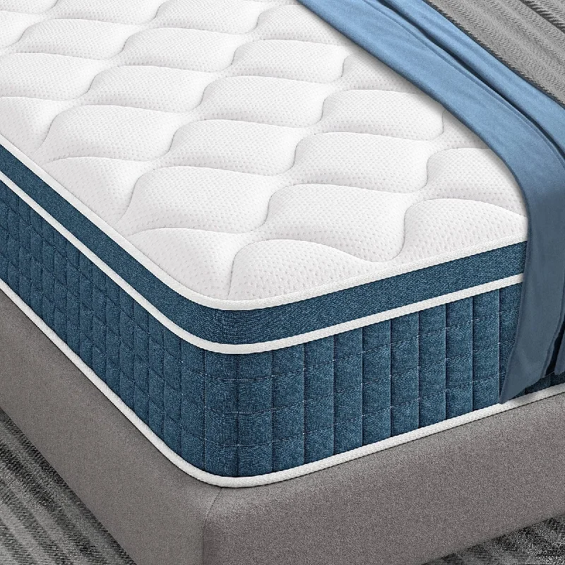 Full Mattress 10 Inch, Hybrid Full Mattress in a Box, w/ Pocket Springs and Pressure-Relieving Memory Foam, Medium Firm Mattress