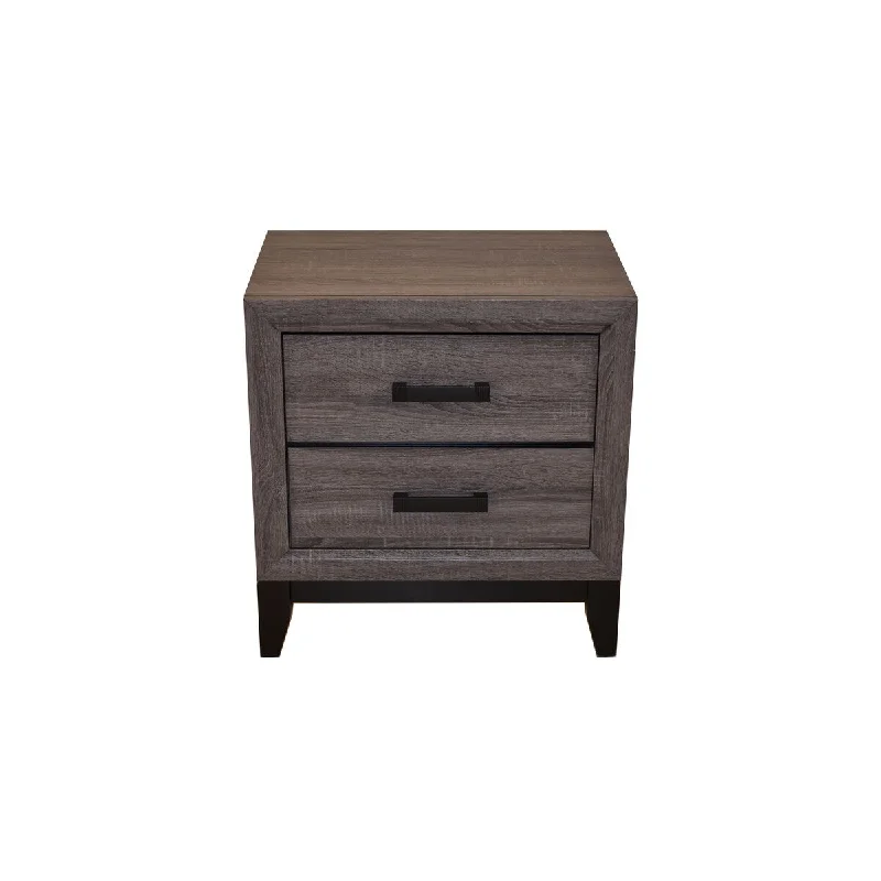 Grey Solid Wood Modern Style Two Drawer Bedside Table Suitable for Room Living Room Storage Cabinet