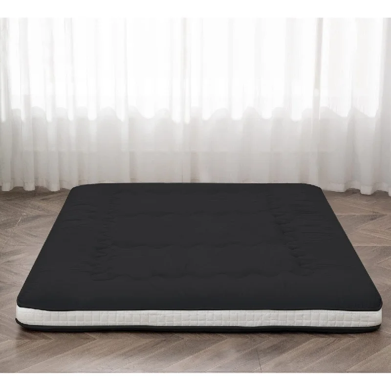 Japanese Floor Futon Mattress Extra Thick Folding Roll Up Bed Topper Mat for Guest,Lounger and Tavel