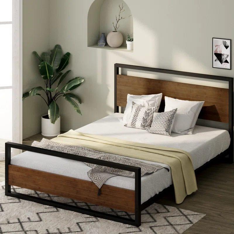 Karlie Bed Frame with Deatiled Wood Headboard