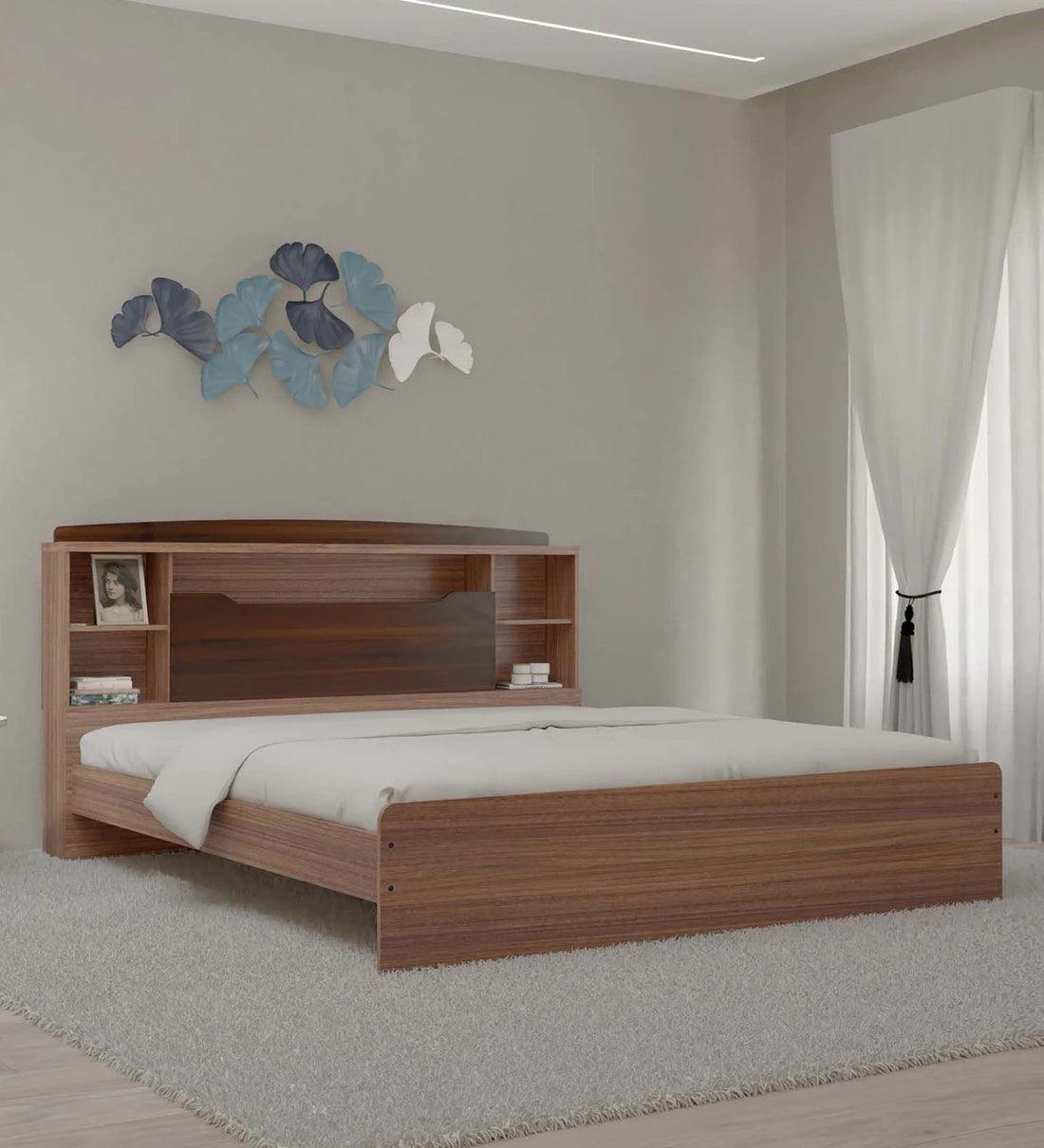 Manto King Size Bed in Teak Finish