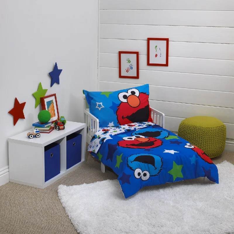 Sesame Street Awesome Buds 4pc Toddler Bed Set with Elmo and Cookie Monster