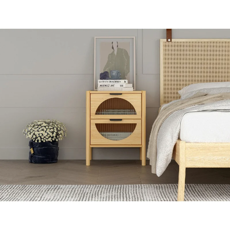 2 Drawer Bamboo Modern Nightstand