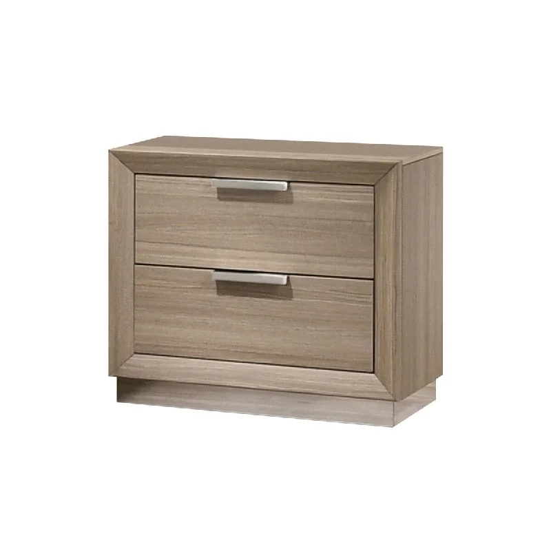 2 Drawer Nightstand with Acrylic Plinth Base, Beige