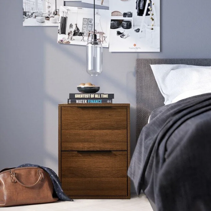 2-drawer Rustic Nightstand Oak