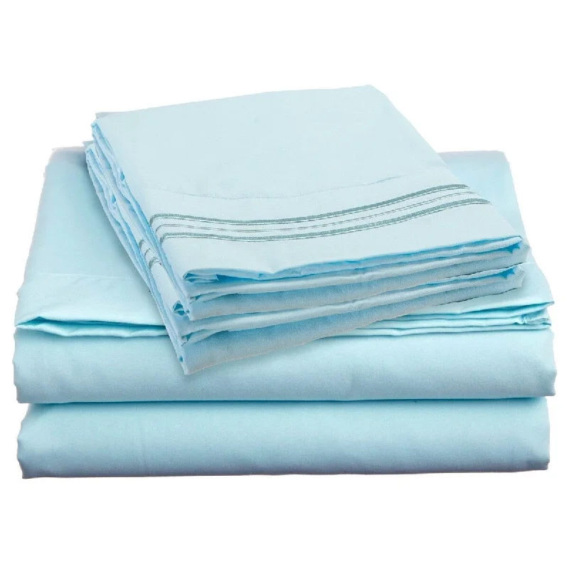 4 Piece 1600 Count Super Soft Sheet Set Full Tiffany Blue