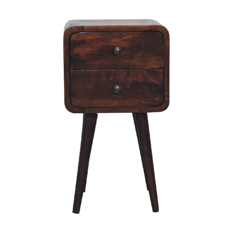 Artisan Furniture Solid Wood Mini Light Walnut Curved Nightstand