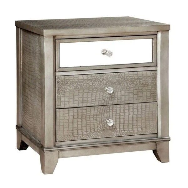 Bryant Modern Style Nightstand, Silver Finish