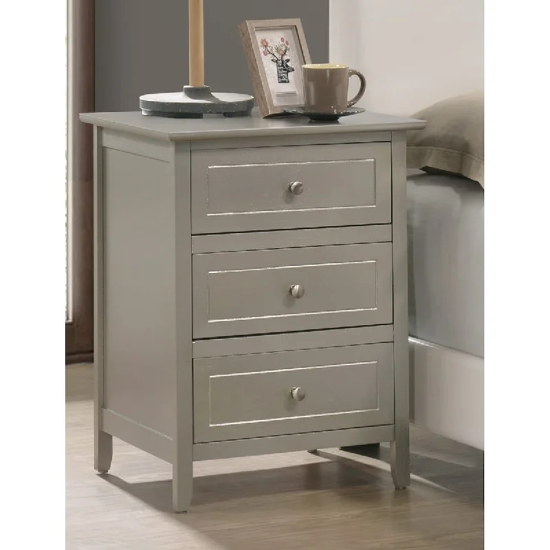 Champagne Nightstand with Extra Durability - Real Wood Veneers and Dove Tailed Drawers