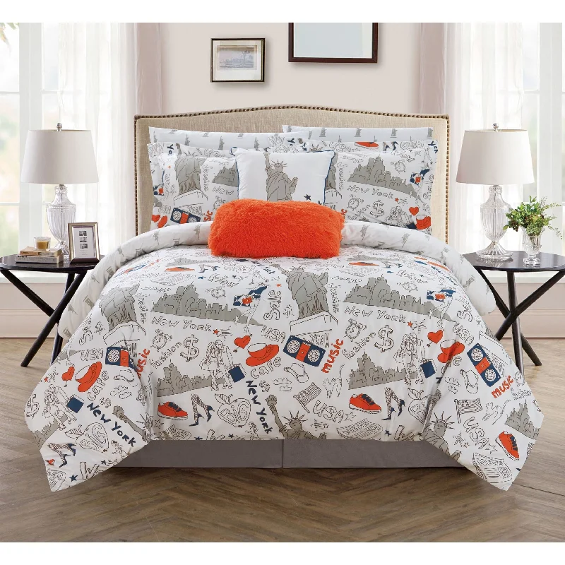 Chic Home Ellis 9-Piece Reversible New York inspired Comforter Set