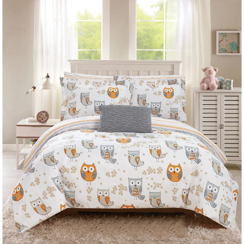 Chic Home Horned 8 Piece Reversible Comforter Set Cute Owl Design