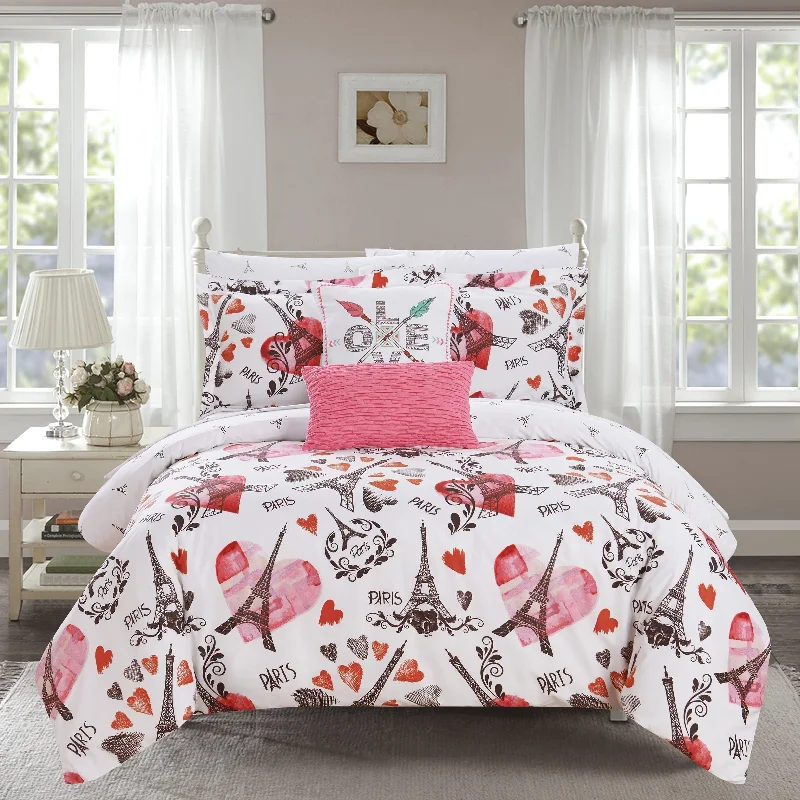 Chic Home Marais 9 Piece Reversible "Paris Is Love" Comforter Set