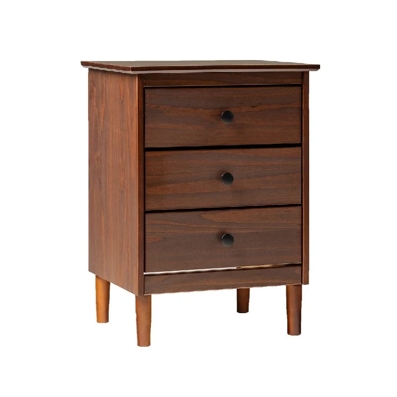 Classic 3-Drawer Solid Wood Nightstand - Walnut