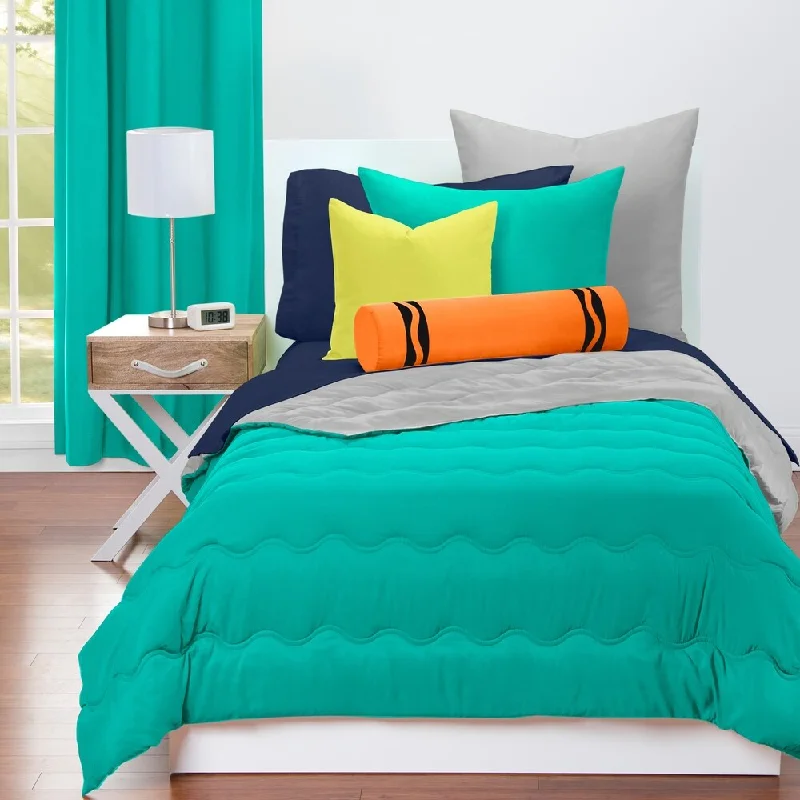 Crayola Blue Green and Timberwolf Reversible 3-piece Comforter Set