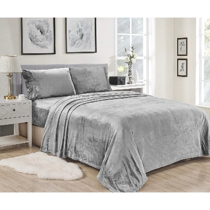 Décor&More Luxury Elegance 3 Piece Full Size Extra Soft Velvet Touch Microplush Sheet Set - Grey