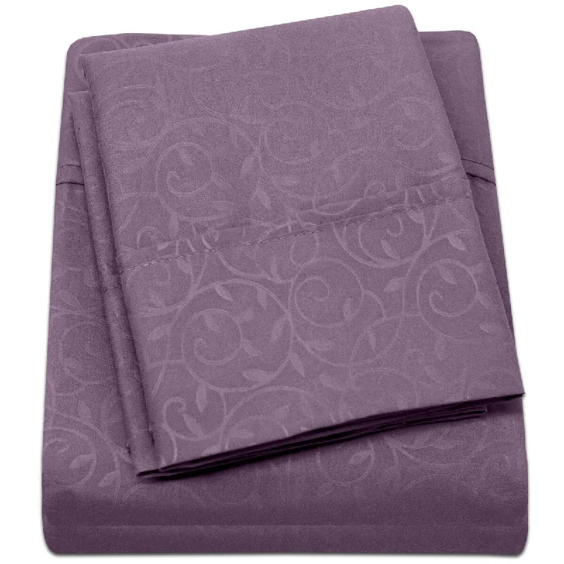 Embossed Vine Sheet Set Queen Sheet Set Plum