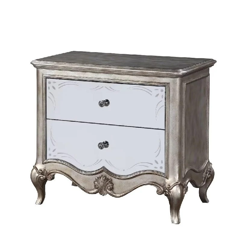 Esteban Nightstand in Antique Champagne,with 2 drawer,for living room