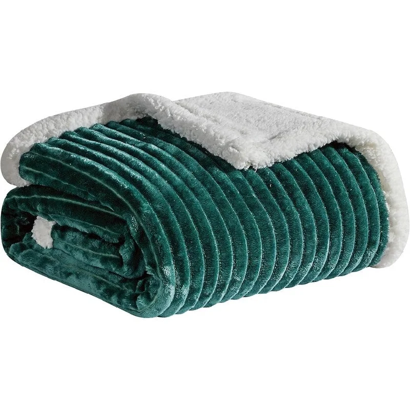 Faith, Hope, Love Home Décor Queen Size Corduroy Oversized Sherpa Blankets (90" x 90") - Teal