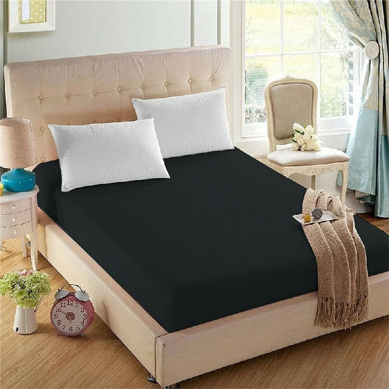 Fitted Sheets Deep Pocket Ultra Soft Microfiber Queen Black