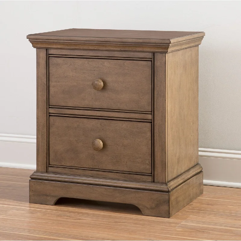 Hanley 2-Drawer Wood Nightstand, Cashew