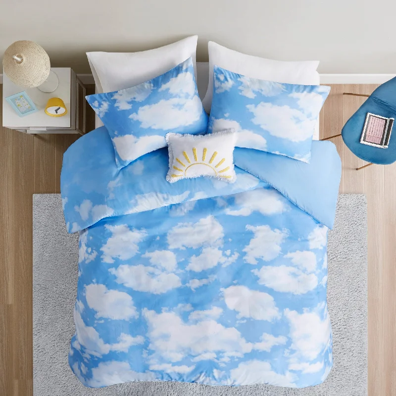 Intelligent Design Catalina Blue Cloud Printed Duvet Cover Set