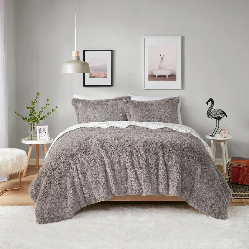 Intelligent Design Effie Shaggy Fur Reversible Comforter Set