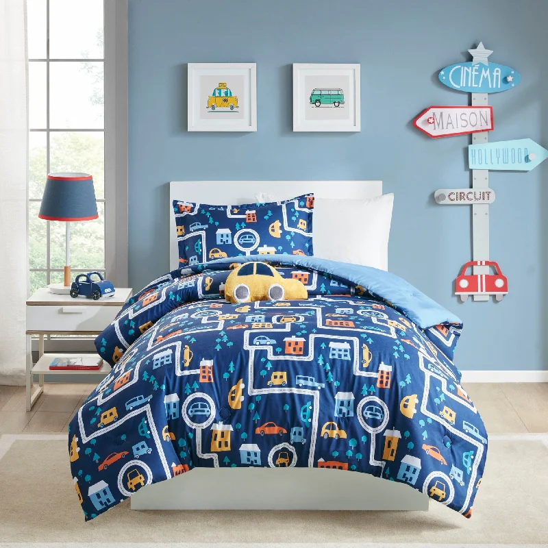 Jordan Navy Traveling Cars Printed Comforter Set by Mi Zone Kids