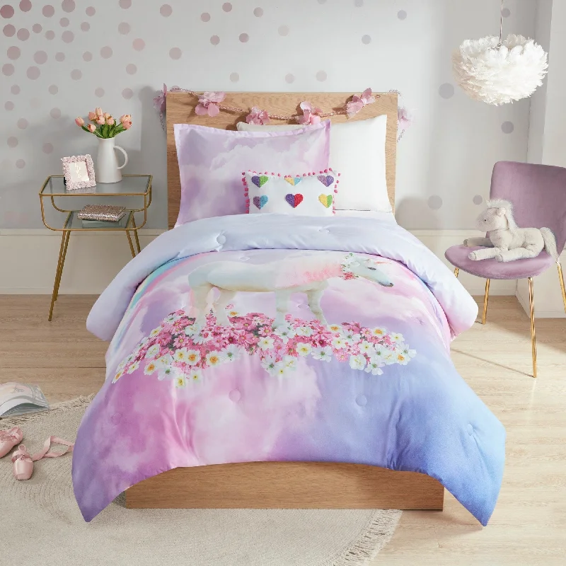 Julia Purple Unicorn Printed Comforter Set by Mi Zone Kids