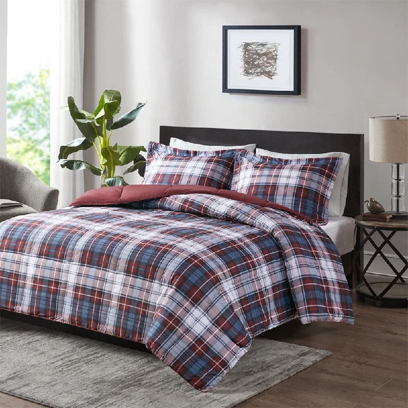 King Plaid Comforter Set Red