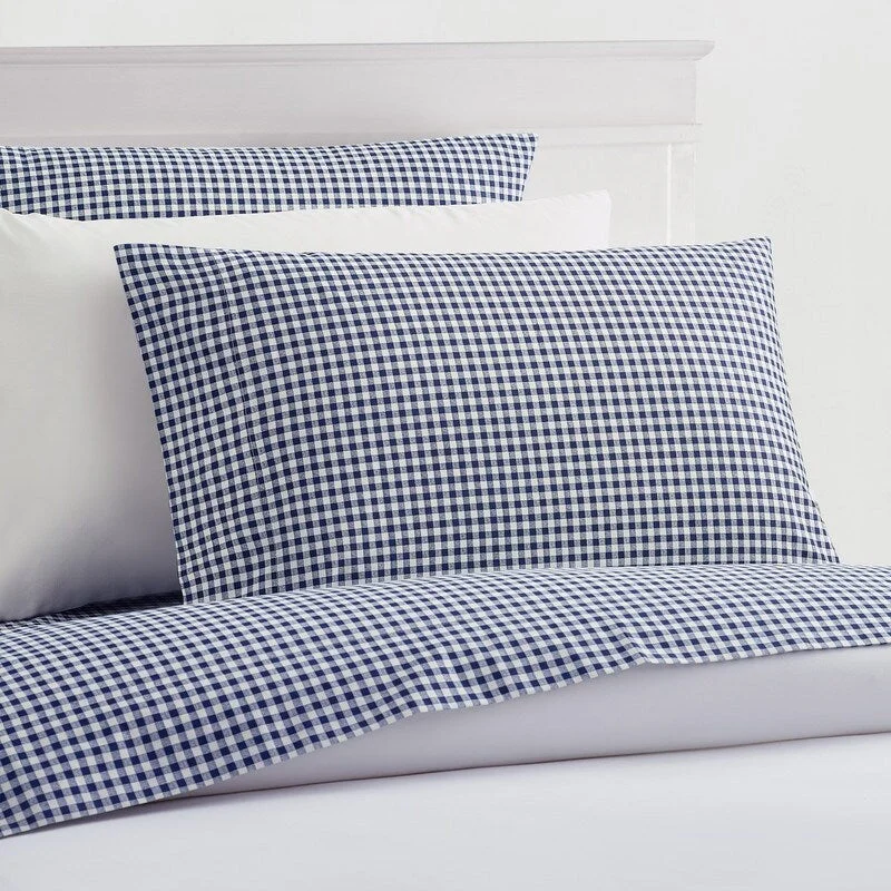 Laurel & Mayfair Gingham 100% Cotton Percale Sheet Set, Navy