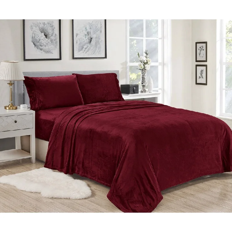 Lavana Microplush Sheet Sets Twin Burgundy