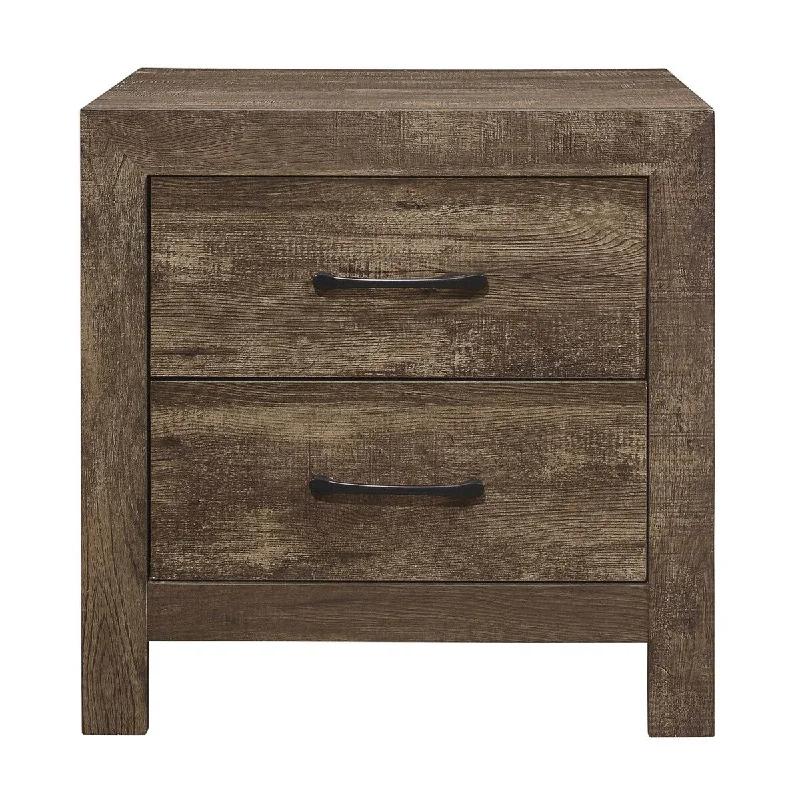 Lexicon Nightstand - Rustic Brown with Black Nickel Tone Bar Pulls