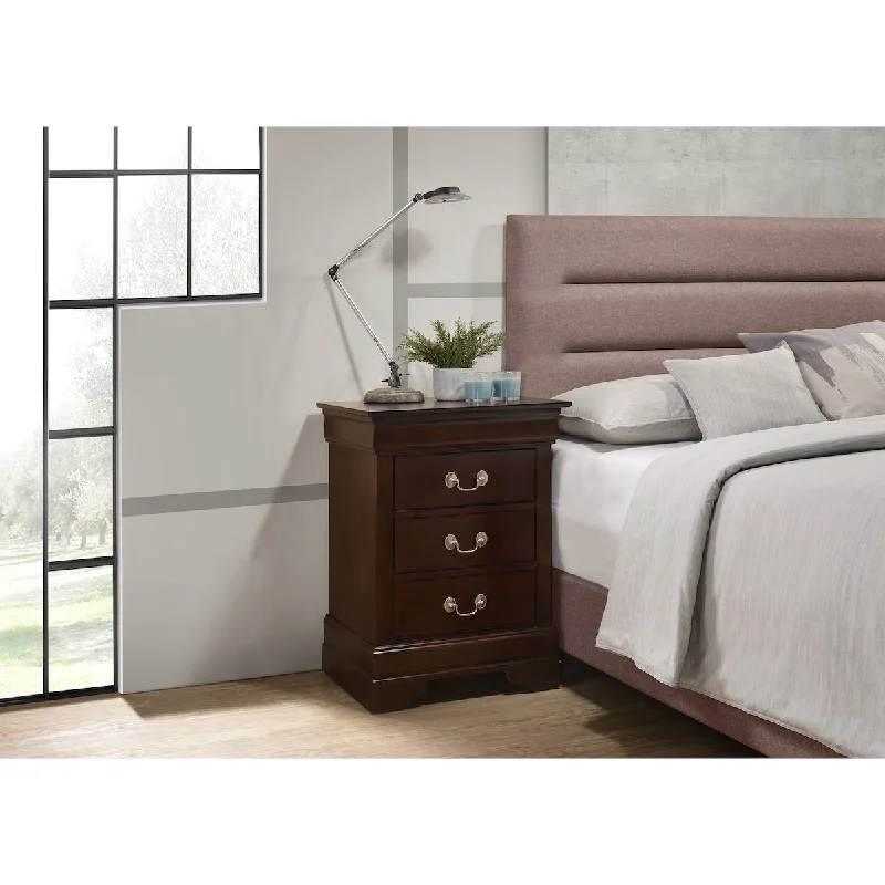 Louis Phillipe G3125-3N 3 Drawer Nightstand , Cappuccino