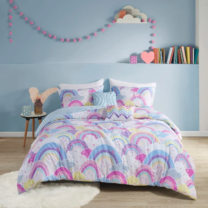 Lucy Printed Rainbow Cotton Reversible Comforter Set by Urban Habitat Kids