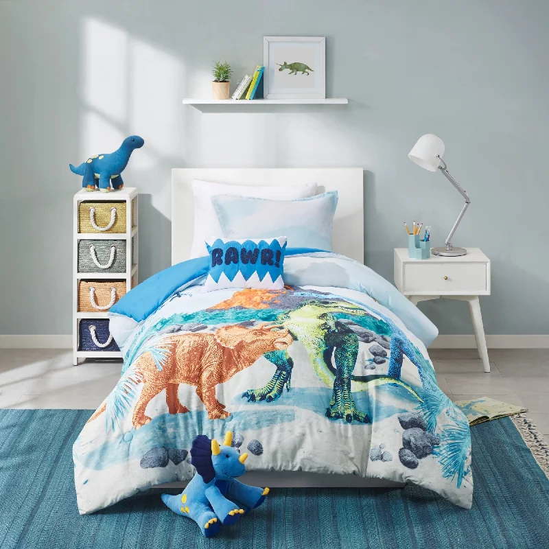 Mason Blue Dinosaur Printed Comforter Set by Mi Zone Kids