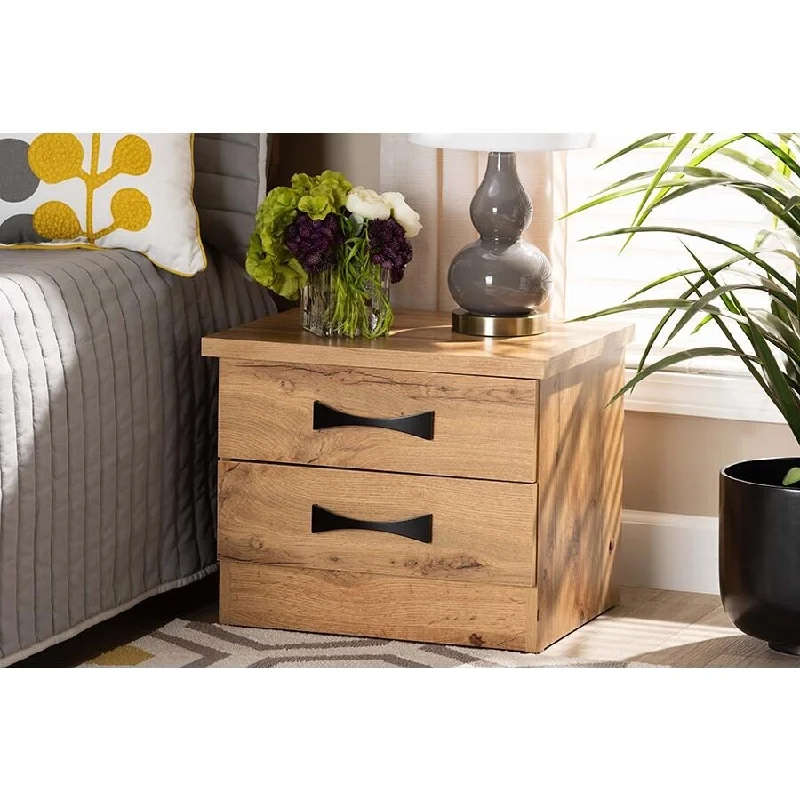 Modern and Contemporary Wood 2-Drawer Nightstand